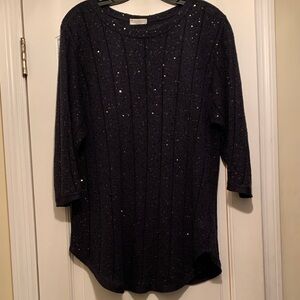 Brunello Cucinelli Navy Sparkle Knit Sweatshirt